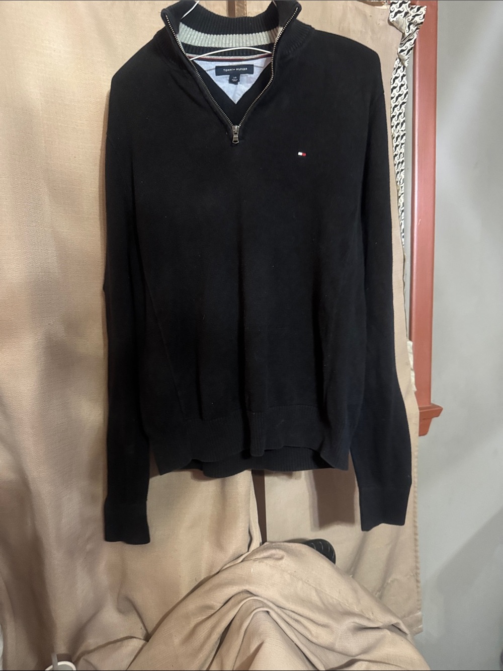 Tommy Hilfiger Men’s Black Half-Zip Sweater with Logo